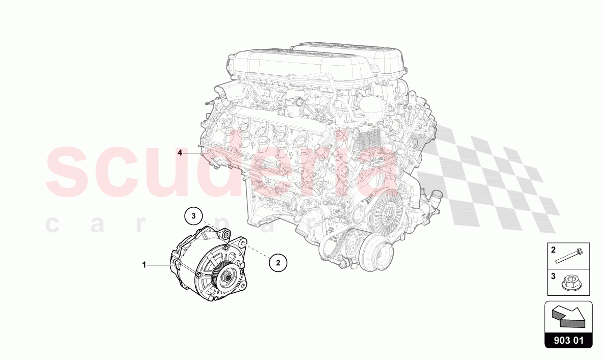 ALTERNATOR of Lamborghini Lamborghini Huracan Evo Spyder 2WD