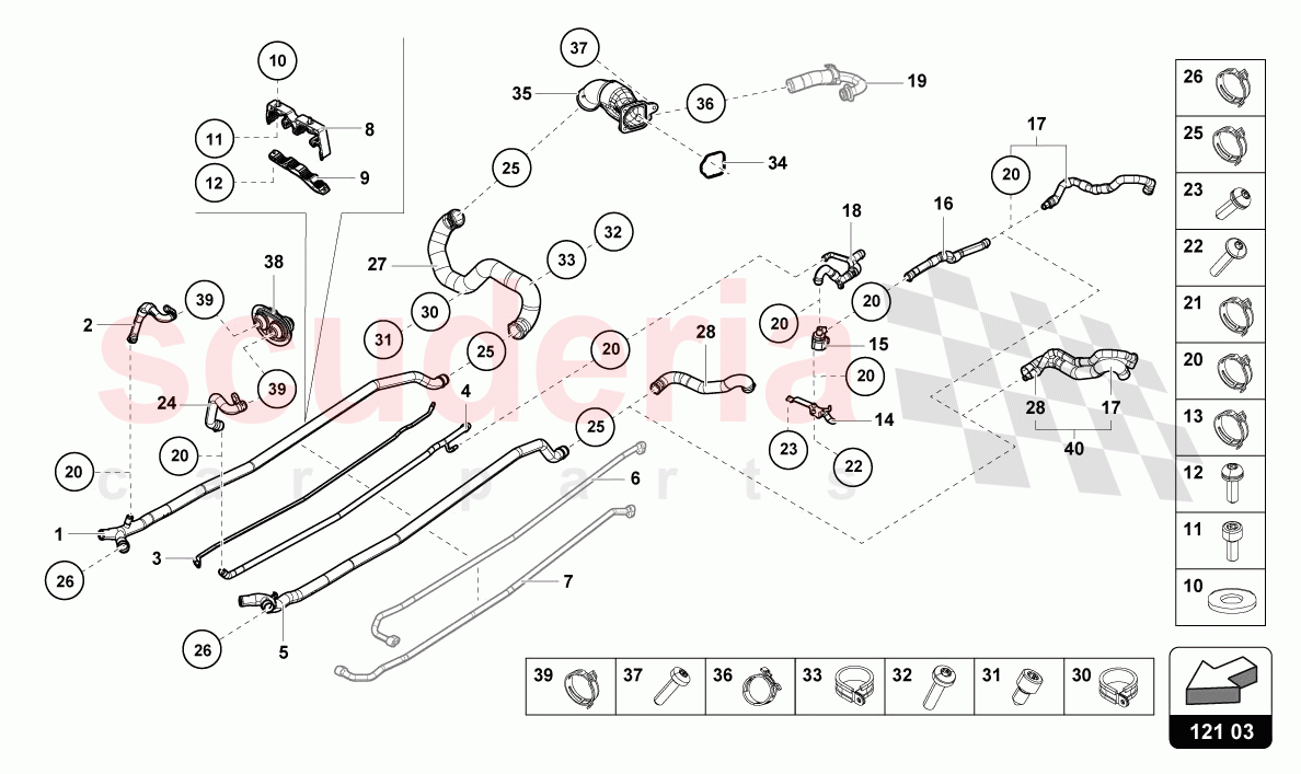 COOLANT HOSES AND PIPES CENTER of Lamborghini Lamborghini Huracan STO