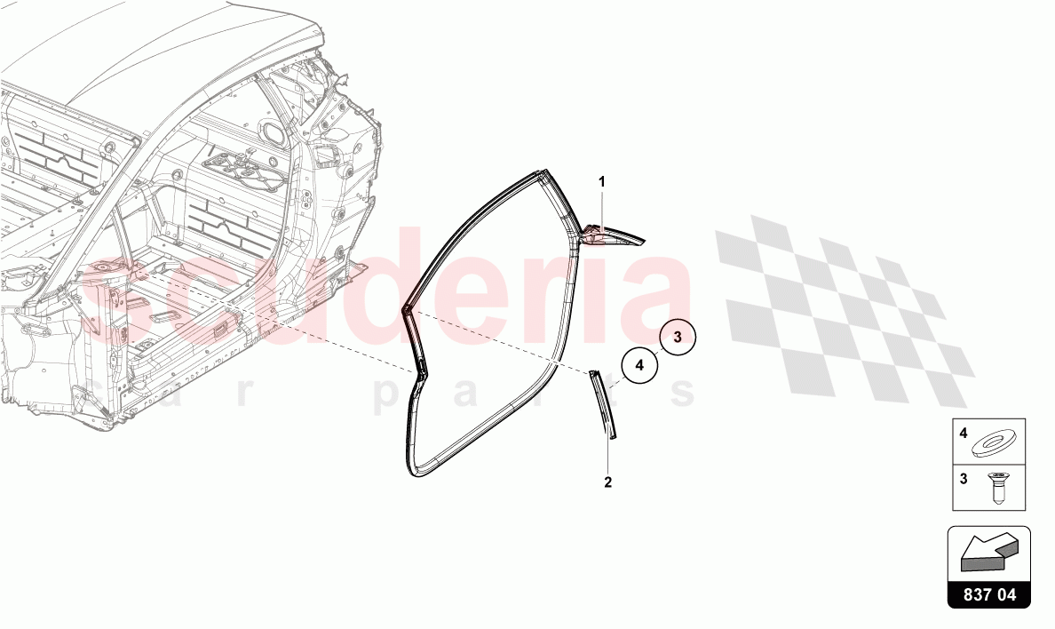 DOOR SEAL FRONT DOORS of Lamborghini Lamborghini Huracan STO