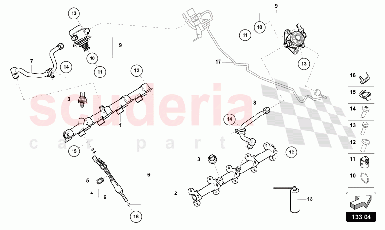 FUEL INJECTOR WITH INJECTOR RAILS of Lamborghini Lamborghini Urus S