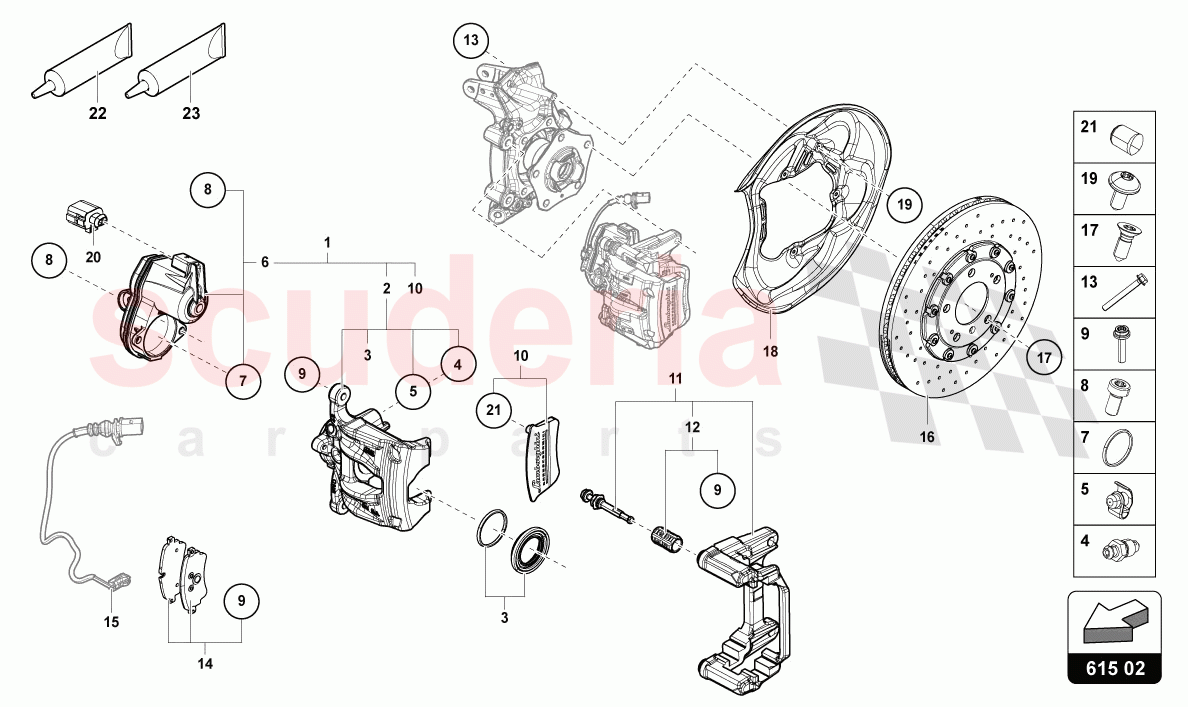 FIXED-CALLIPER BRAKE REAR of Lamborghini Lamborghini Urus S