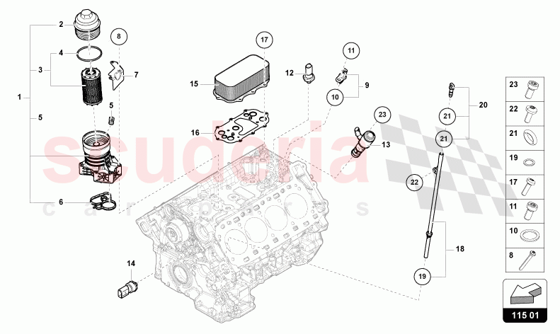 OIL FILTER ELEMENT of Lamborghini Lamborghini Urus (2019-2022)