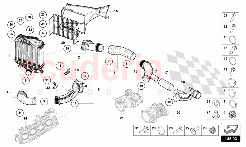 CHARGE AIR COOLER LEFT of Lamborghini Lamborghini Urus (2019-2022)