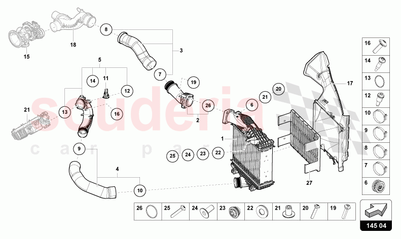 CHARGE AIR COOLER RIGHT of Lamborghini Lamborghini Urus (2019-2022)