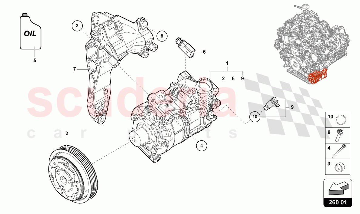 A/C COMPRESSOR WITH INDIVIDUAL PARTS of Lamborghini Lamborghini Urus (2019-2022)
