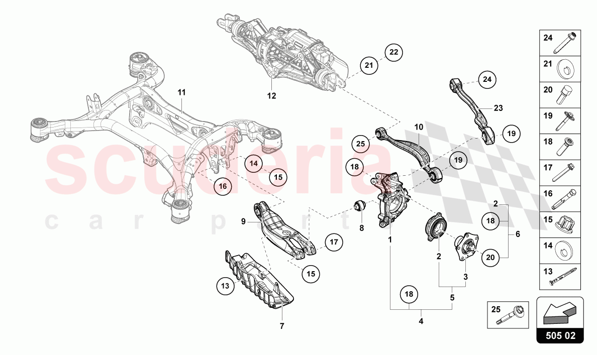WHEEL HUB WITH BEARING AND CONTROL ARM of Lamborghini Lamborghini Urus (2019-2022)