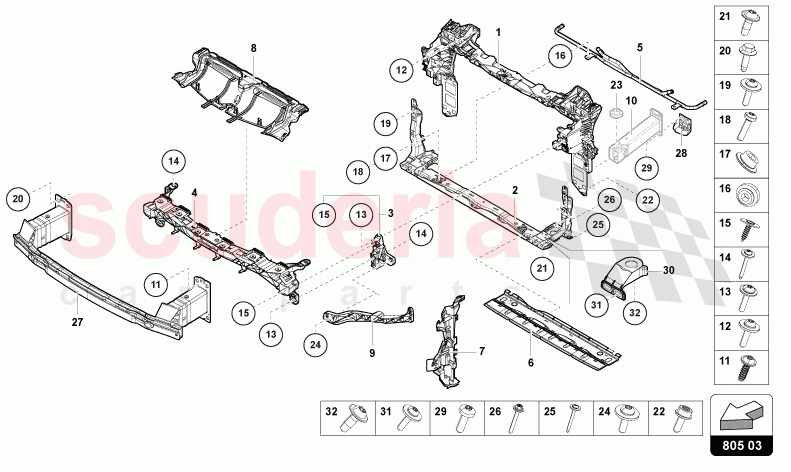 SUPPORT FOR COOLANT RADIATOR of Lamborghini Lamborghini Urus (2019-2022)
