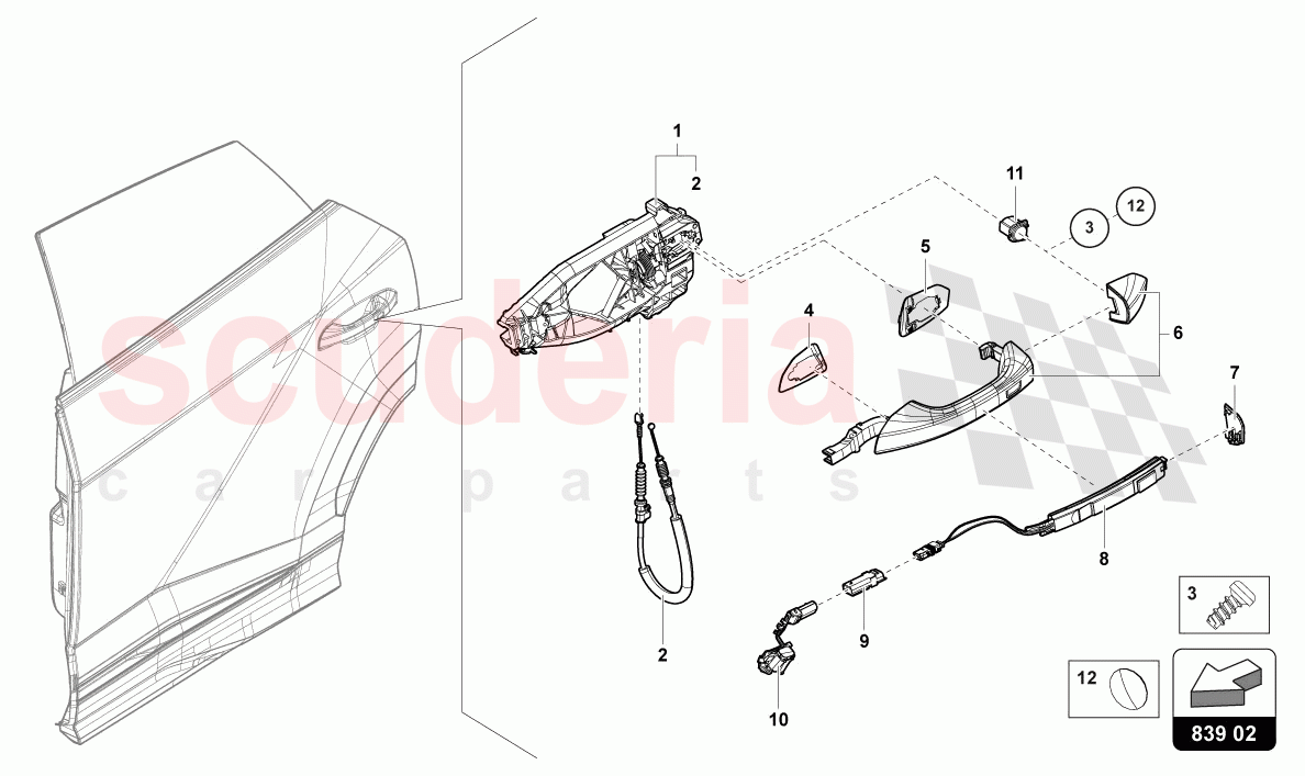 DOOR HANDLE, EXTERIOR REAR of Lamborghini Lamborghini Urus (2019-2022)