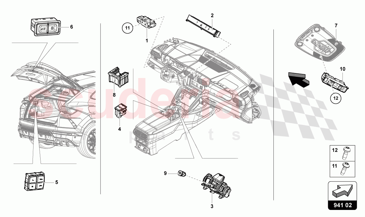 CONTROL PANEL WITH PUSHBUTTONS of Lamborghini Lamborghini Urus (2019-2022)