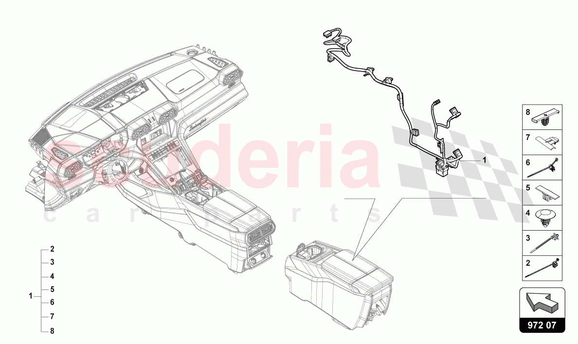 WIRING HARNESS FOR REAR CONSOLE of Lamborghini Lamborghini Urus (2019-2022)