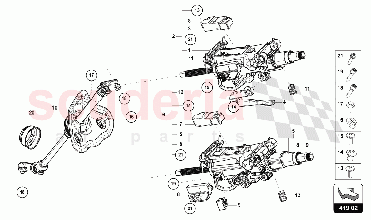 STEERING COLUMN WITH ATTACHMENT PARTS of Lamborghini Lamborghini Urus (2019-2022)