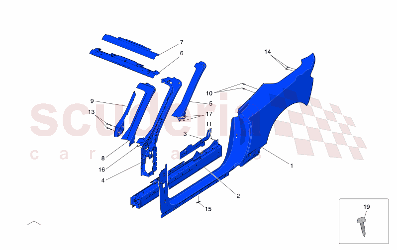 BODYWORK AND CENTRAL OUTER TRIM PANELS of Maserati Maserati GranCabrio M189 FOLGORE  AUTOMATIC 4WD BEV 560 kW