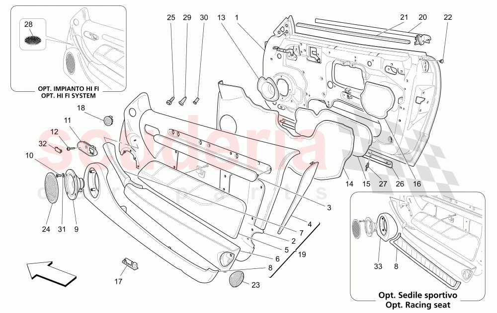 FRONT DOORS: TRIM PANELS of Maserati Maserati 4200 Spyder (2005-2007) CC