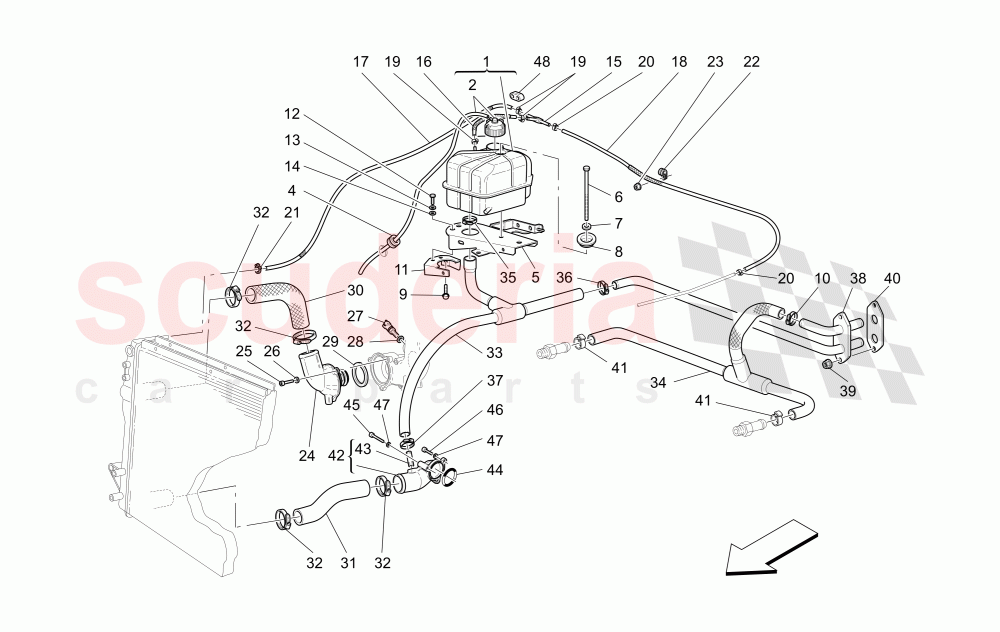 COOLING SYSTEM: NOURICE AND LINES of Maserati Maserati 4200 Coupe (2002-2004) GT