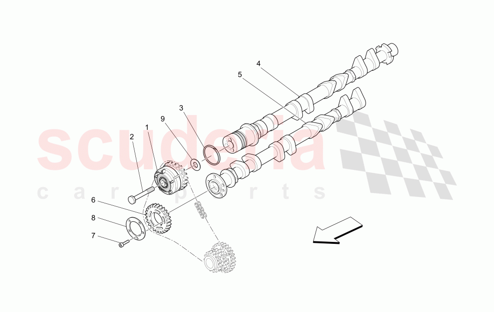 RH CYLINDER HEAD CAMSHAFTS of Maserati Maserati GranCabrio (2016+) MC