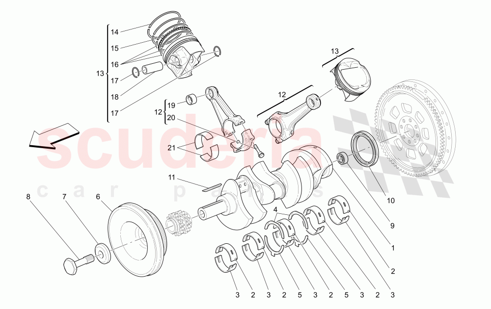 CRANKSHAFT, CONNECTING RODS AND PISTONS of Maserati Maserati GranSport Coupe (2005-2007)