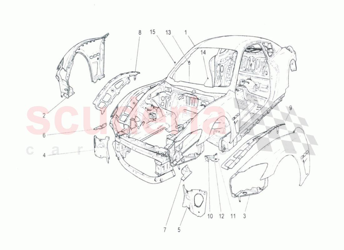 Bodywork and Front Outer Trim Panels of Maserati Maserati GranTurismo MC Stradale