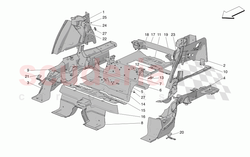 REAR STRUCTURAL FRAMES AND SHEET PANELS of Maserati Maserati Grecale GT Automatic 2.0 T4 4WD 250HP MHEV