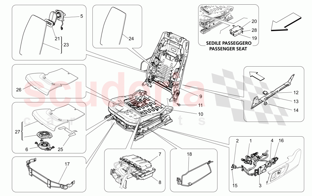 FRONT SEATS: MECHANICS AND ELECTRONICS (Not available with: SPORT 8-WAY POWER FRONT SEATS, 12 WAYS WITH MEMORIES FOR LEVANTE MY18/19, SPORT EQUIPMENT) of Maserati Maserati Ghibli (2014-2016) S