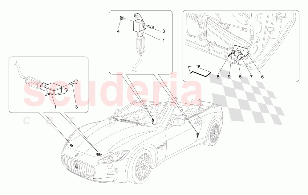 CRASH SENSORS of Maserati Maserati GranCabrio (2013+) Sport