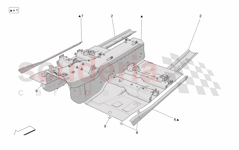 CENTRAL STRUCTURAL FRAMES AND SHEET PANELS of Maserati Maserati GranCabrio M189 FOLGORE  AUTOMATIC 4WD BEV 560 kW