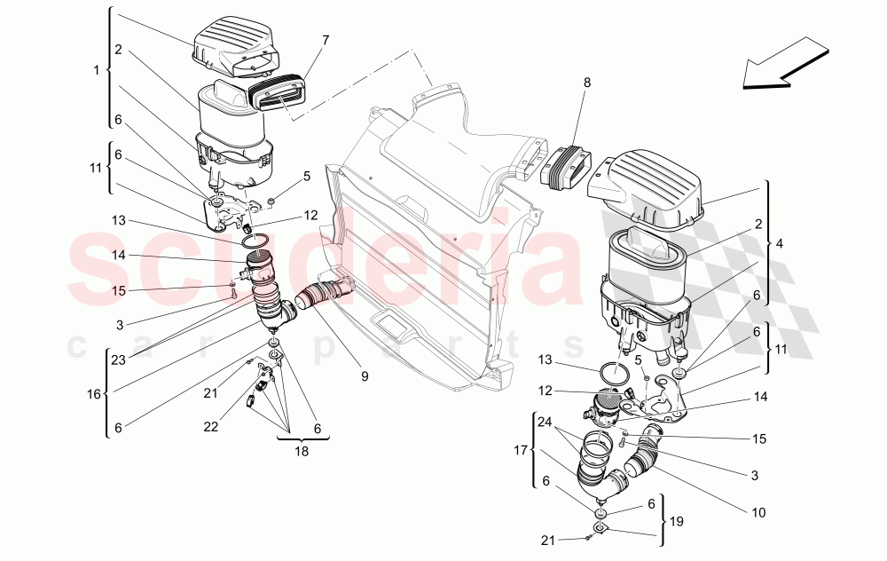 AIR FILTER, AIR INTAKE AND DUCTS of Maserati Maserati Ghibli (2014-2016)