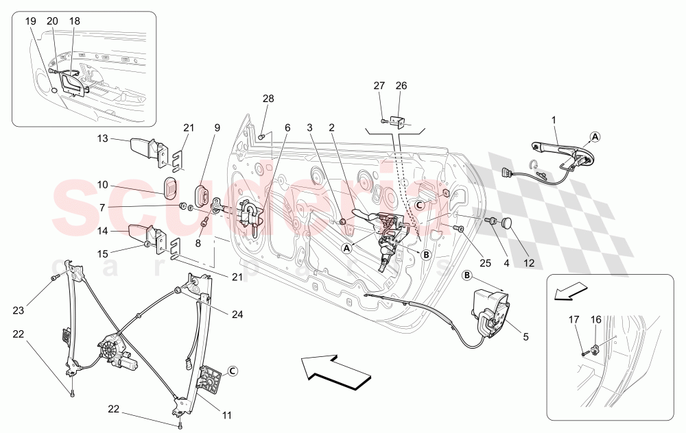 FRONT DOORS: MECHANISMS (Not available with: Centennial Edition) of Maserati Maserati GranCabrio (2013-2015) MC
