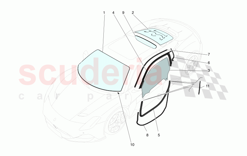 WINDOWS AND WINDOW STRIPS of Maserati Maserati MC20 Notte Automatic 3.0 BT V6 2WD 630HP