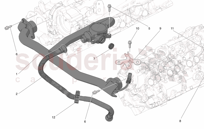 OIL VAPOUR RECIRCULATION SYSTEM of Maserati Maserati GranCabrio M189 TROFEO  AUTOMATIC 4WD 3.0 BT V6 550 HP