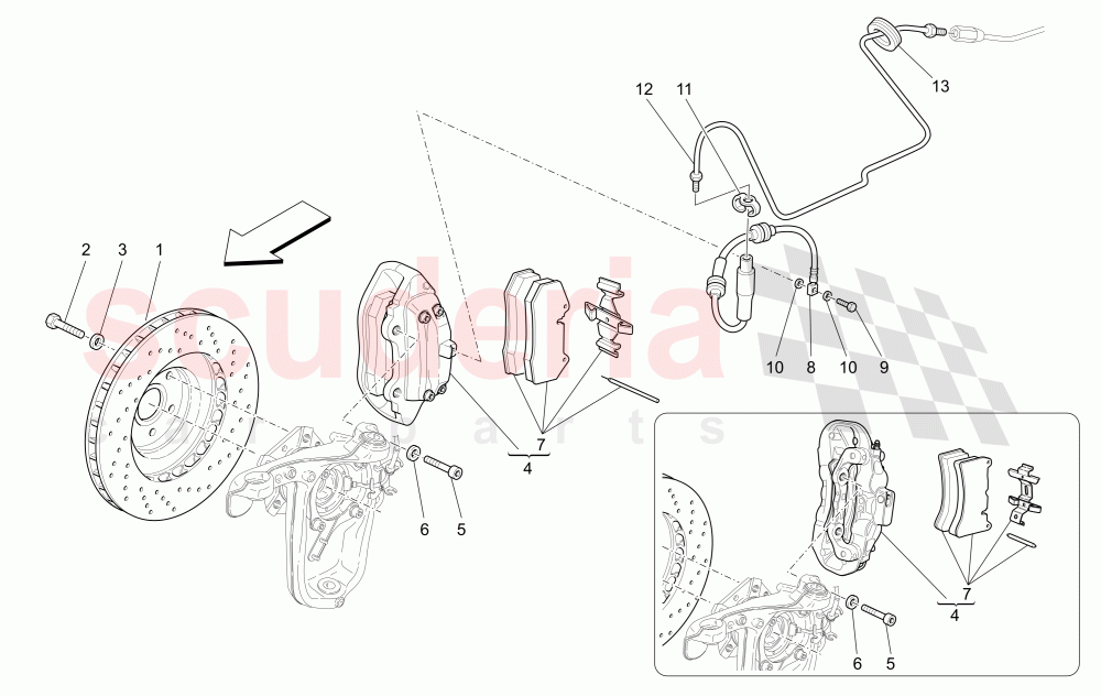 BRAKING DEVICES ON FRONT WHEELS (Not available with: Special Edition) of Maserati Maserati GranTurismo (2011-2012) S