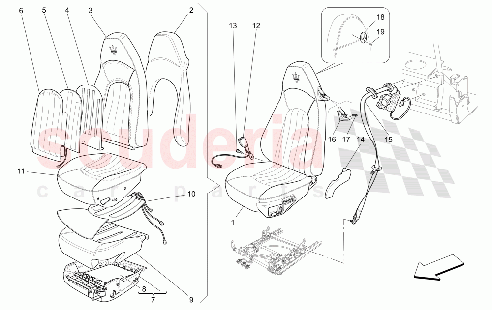 FRONT SEATS: TRIM PANELS (Includes seat belts) of Maserati Maserati 4200 Spyder (2005-2007) CC