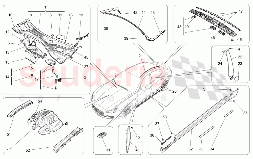 SHIELDS, TRIMS AND COVERING PANELS of Maserati Maserati Quattroporte (2013+) GTS