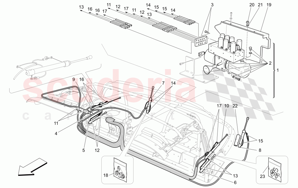 ELECTRICAL CAPOTE: HYDRAULIC SYSTEM (Available with: "Spyder 90th Anniversary" Version) of Maserati Maserati 4200 Spyder (2005-2007) CC