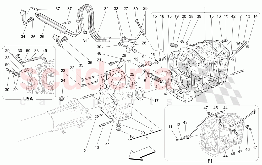 GEARBOX HOUSINGS (Includes gearbox oil radiator) of Maserati Maserati 4200 Spyder (2005-2007) GT