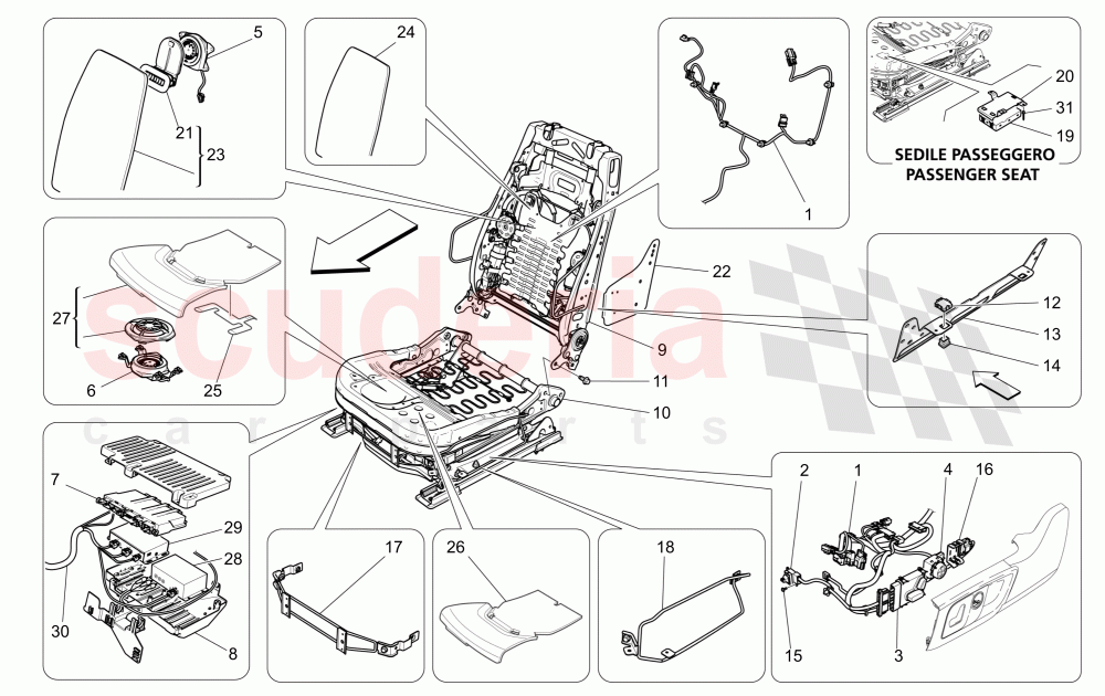 FRONT SEATS: MECHANICS AND ELECTRONICS (Available with: Rear Seat Entertainment+Tv Tuner (DVBT) Not available with: SPORT EQUIPMENT) of Maserati Maserati Quattroporte (2017+) S Q4