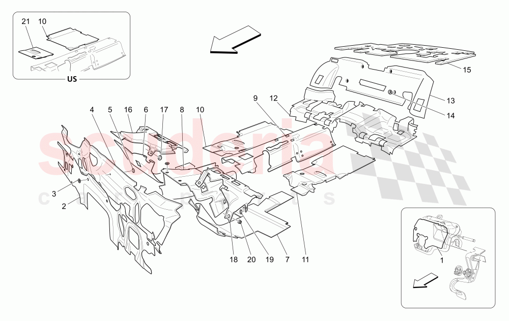 SOUND-PROOFING PANELS INSIDE THE VEHICLE of Maserati Maserati Quattroporte (2009-2012) Sport GTS