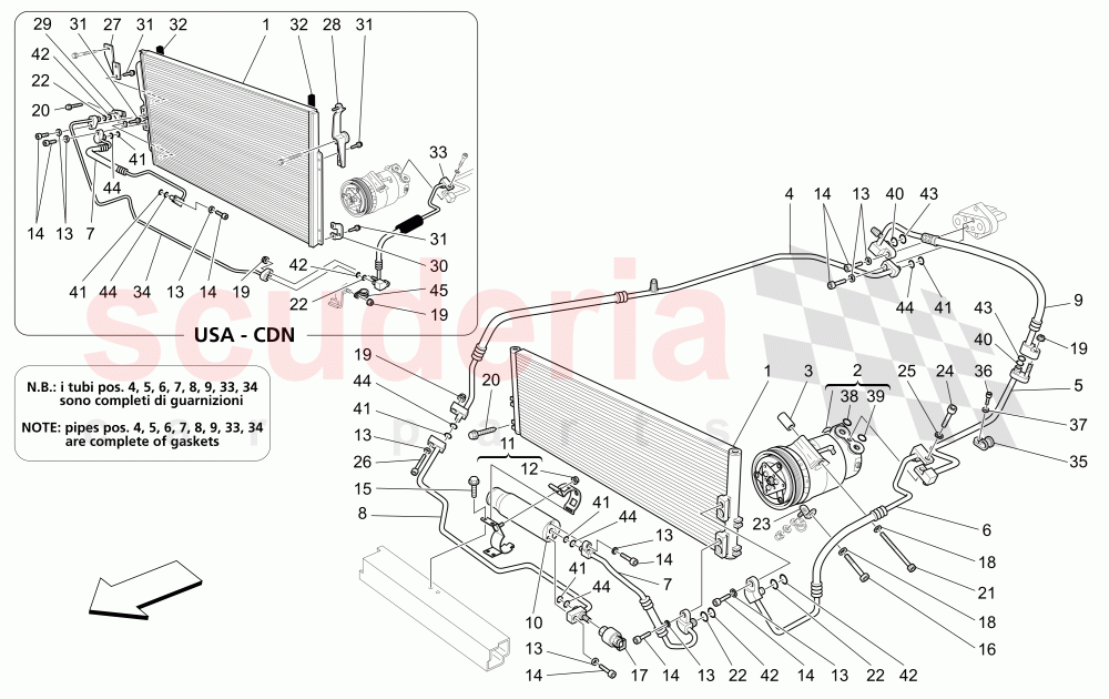 A/C UNIT: ENGINE COMPARTMENT DEVICES (Available with: "GranSport MC Victory" Version) of Maserati Maserati GranSport Coupe (2005-2007)