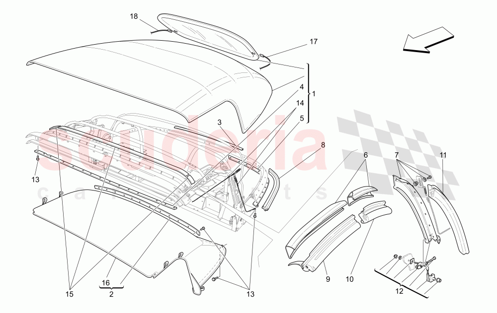 ELECTRICAL CAPOTE: LININGS of Maserati Maserati 4200 Spyder (2005-2007) GT