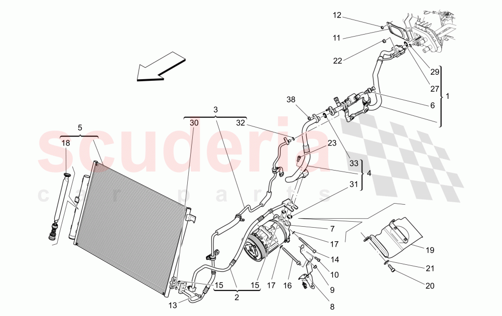 A/C UNIT: ENGINE COMPARTMENT DEVICES (Not available with: FOUR-ZONE AUTOMATIC CLIMA) of Maserati Maserati Quattroporte (2013+) GTS