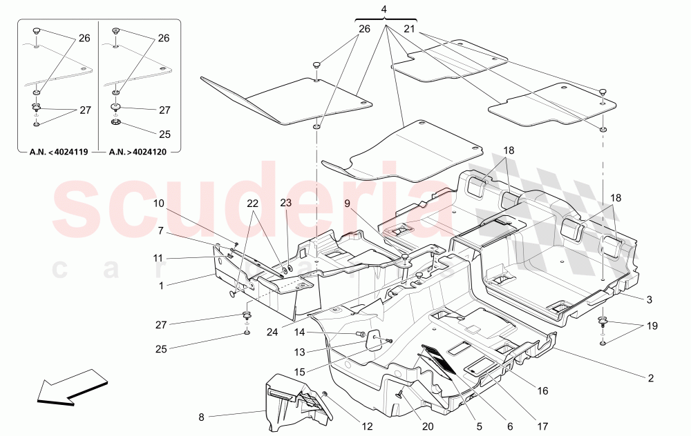 PASSENGER COMPARTMENT MATS of Maserati Maserati Quattroporte (2013-2016) Diesel