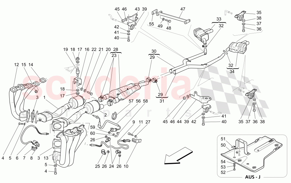 EXHAUST SYSTEM of Maserati Maserati 4200 Spyder (2005-2007) GT