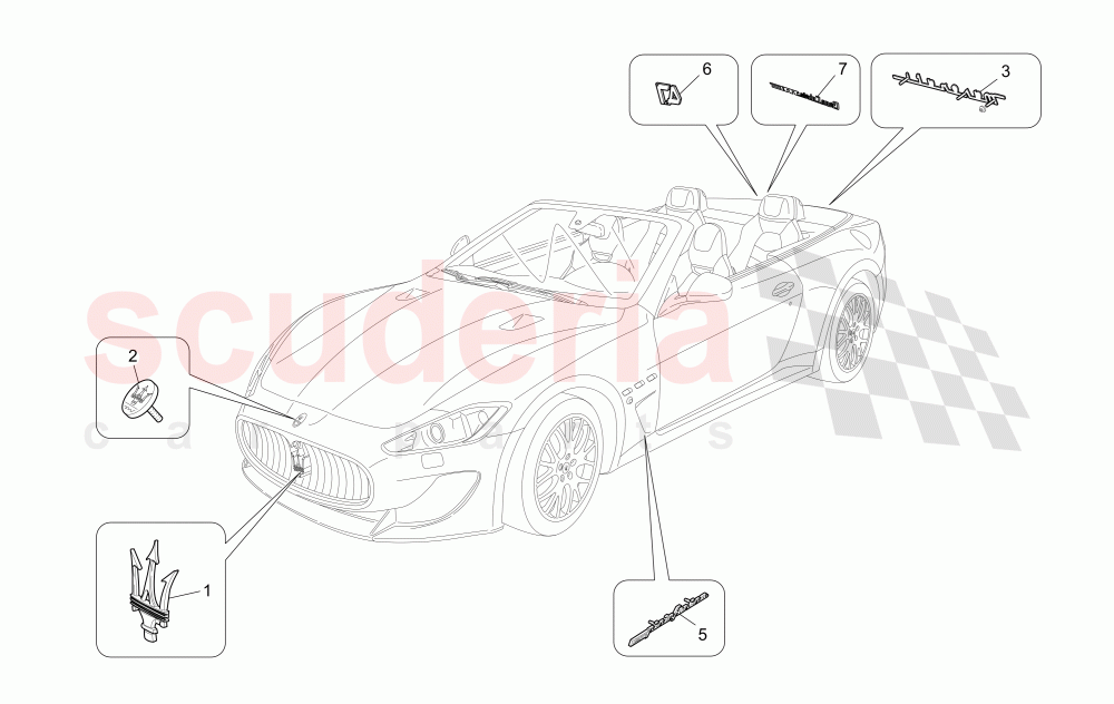 TRIMS, BRANDS AND SYMBOLS of Maserati Maserati GranCabrio (2013-2015) MC
