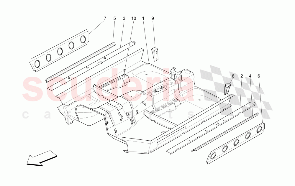 CENTRAL STRUCTURAL FRAMES AND SHEET PANELS (Available with: "GranSport MC Victory" Version) of Maserati Maserati GranSport Coupe (2005-2007)