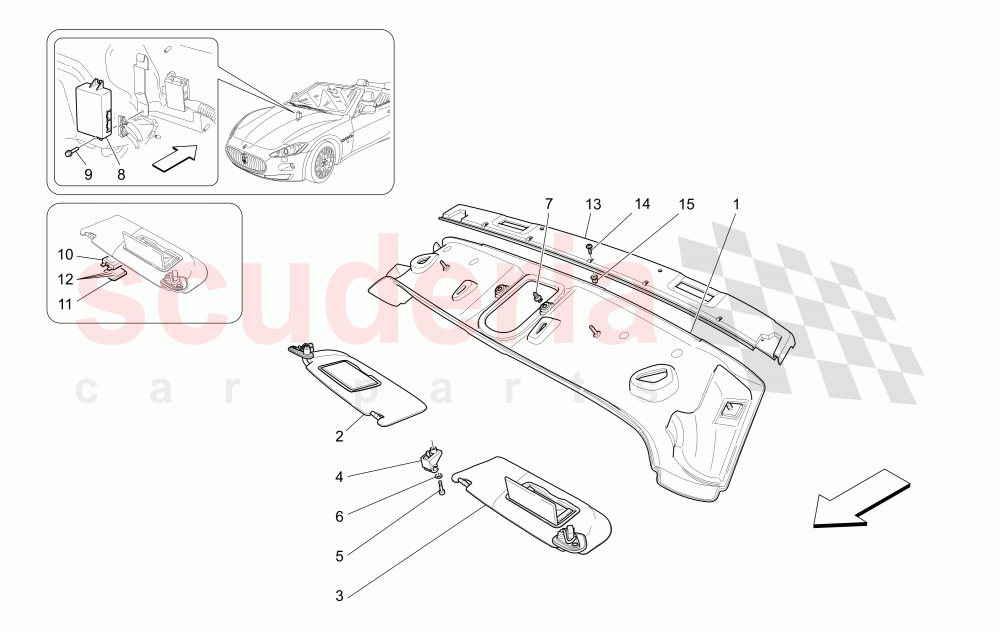 ROOF AND SUN VISORS (Not available with: CENTENNIAL INTERNALS, Special Edition) of Maserati Maserati GranCabrio (2010-2012)
