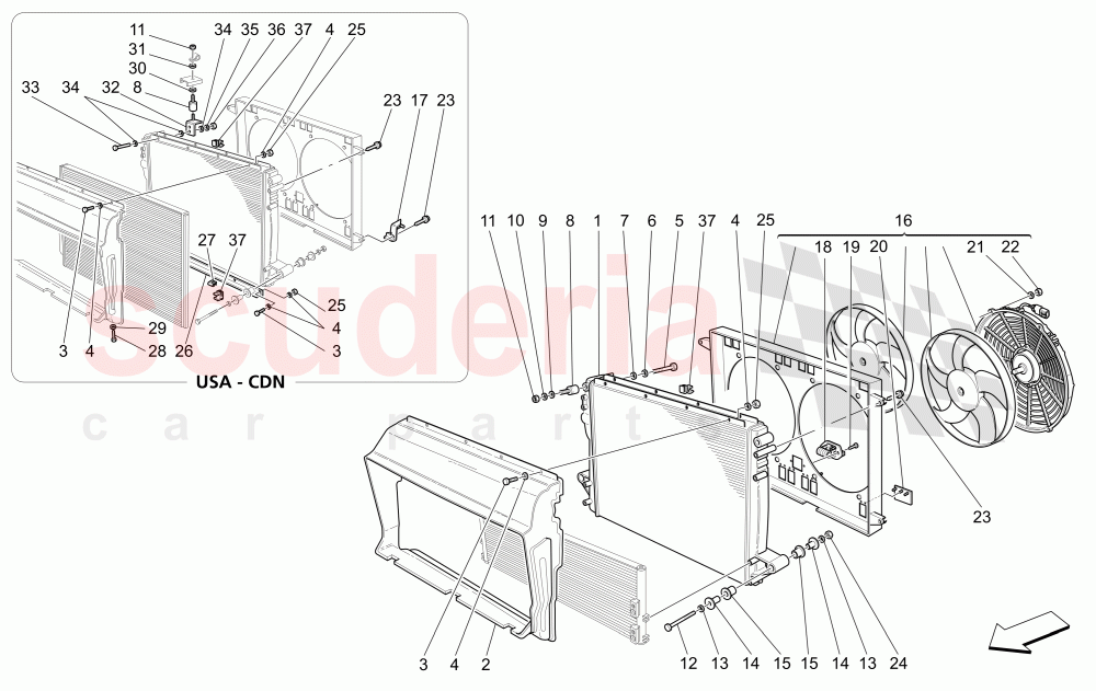 COOLING: AIR RADIATORS AND DUCTS of Maserati Maserati 4200 Coupe (2005-2007) CC