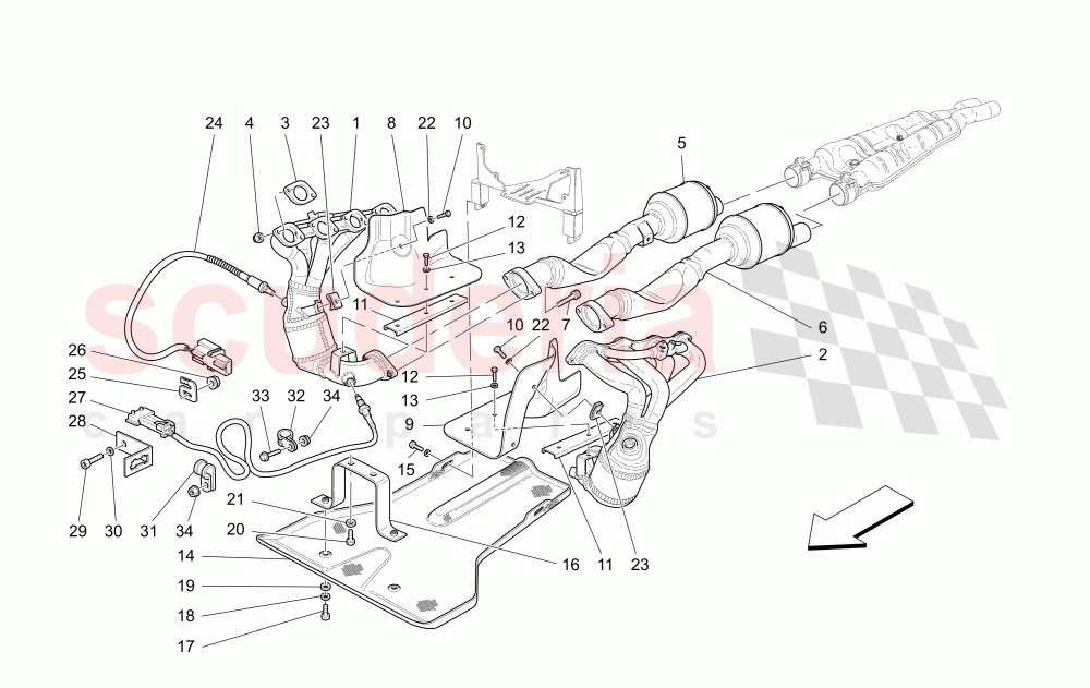 EXHAUST SYSTEM (Available with: "Spyder 90th Anniversary" Version) of Maserati Maserati 4200 Spyder (2005-2007) CC