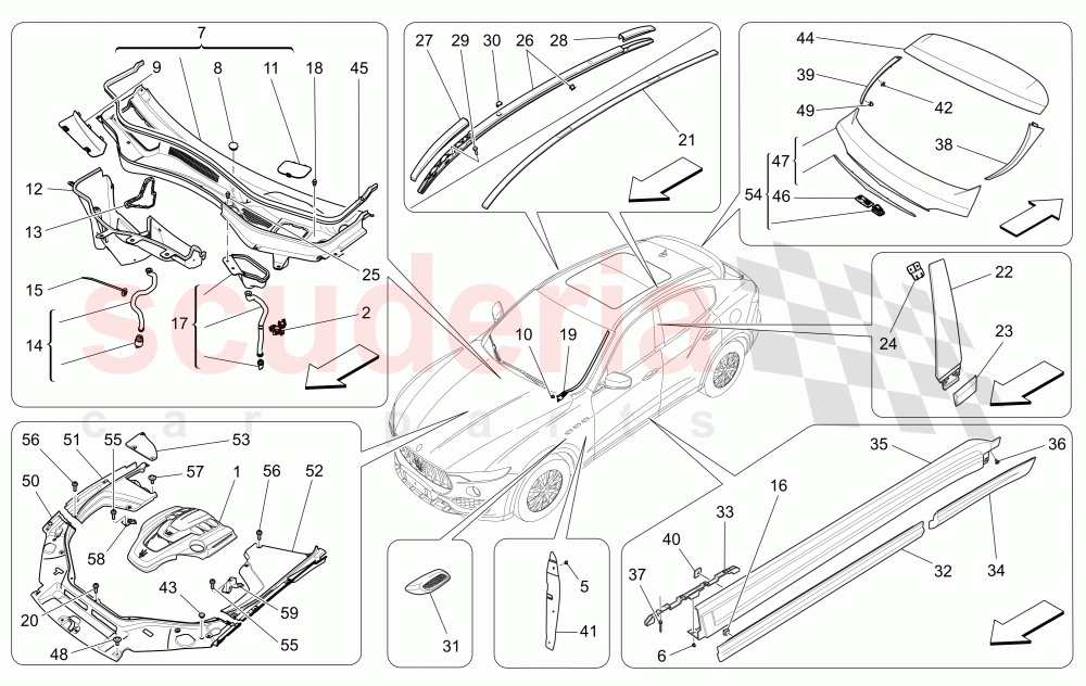 SHIELDS, TRIMS AND COVERING PANELS of Maserati Maserati Levante (2017+) Diesel