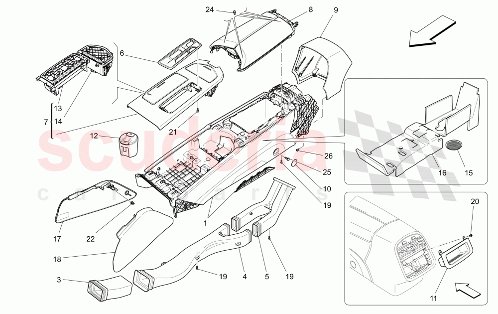 ACCESSORY CONSOLE AND CENTRE CONSOLE of Maserati Maserati Quattroporte (2013+) GTS