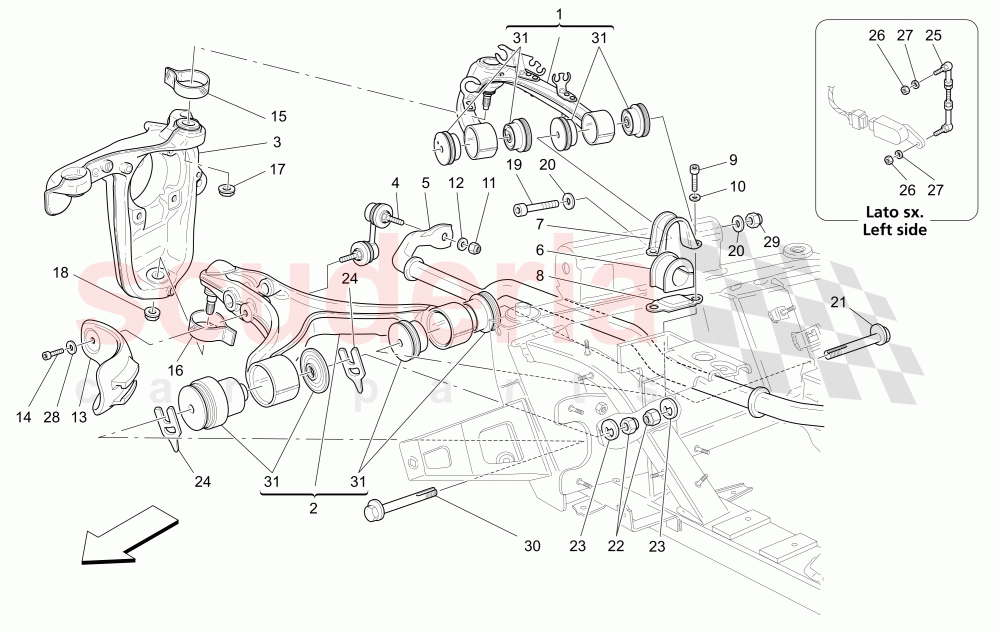FRONT SUSPENSION of Maserati Maserati GranCabrio (2013+) Sport