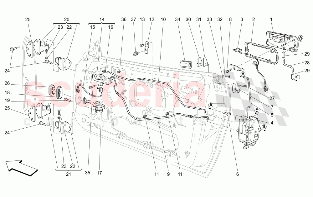 FRONT DOORS: MECHANISMS of Maserati Maserati 4200 Coupe (2005-2007) CC